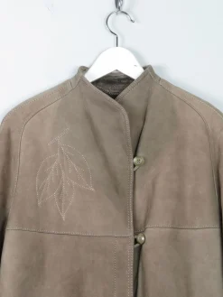 Women's Vintage Khaki Green Sheepskin Coat S/M