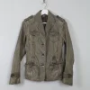 Women's Vintage Khaki Leather Jacket 1990s XS/8