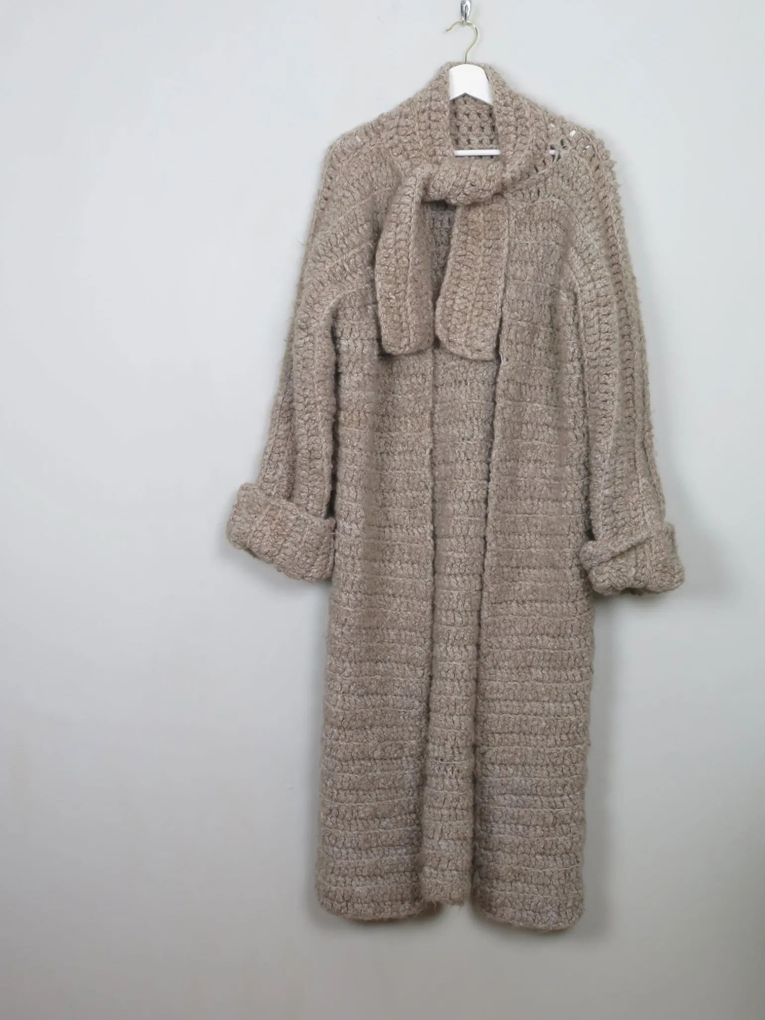 Women's Vintage Knitted Coat Light Brown M