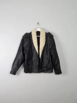 Women's Vintage Leather & Sheepskin Bomber Jacket S