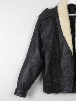 Women's Vintage Leather & Sheepskin Bomber Jacket S