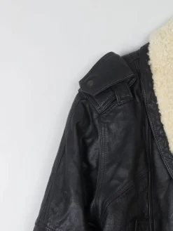 Women's Vintage Leather & Sheepskin Bomber Jacket S