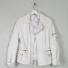 Women's Vintage Leather Biker Jacket Ivory Like New  S-L