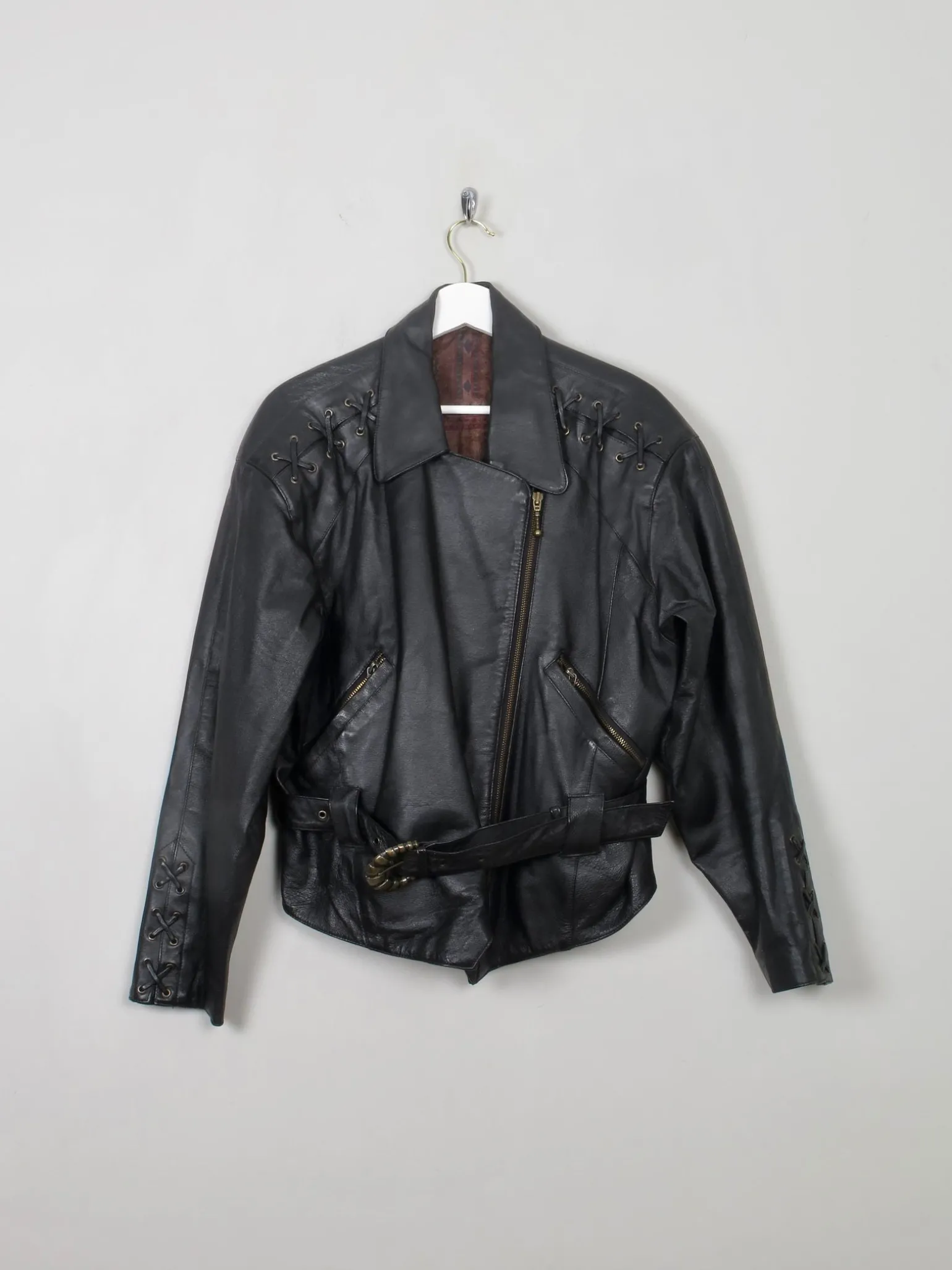 Women's Vintage Leather Biker Jacket M