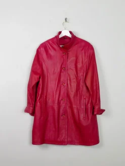 Women's Vintage Leather Coat Red M