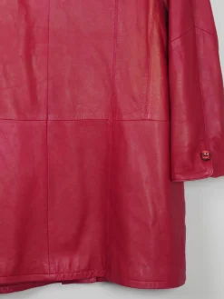 Women's Vintage Leather Coat Red M