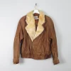 Women's Vintage Leather Jacket With Sheepskin Trim M