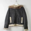 Women's Vintage Leather Lined Jacket With Hood M