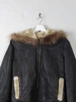 Women's Vintage Leather Lined Jacket With Hood M