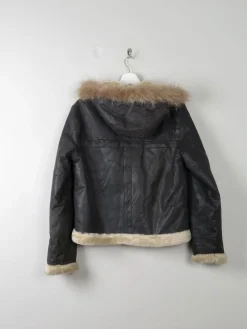 Women's Vintage Leather Lined Jacket With Hood M