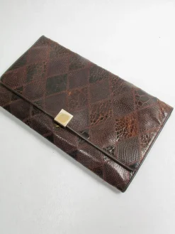 Women's Vintage Leather Snakeskin Clutch Bag