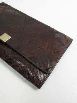 Women's Vintage Leather Snakeskin Clutch Bag