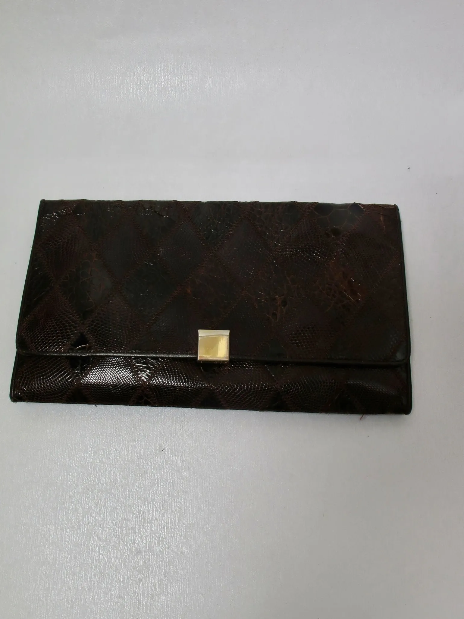 Women's Vintage Leather Snakeskin Clutch Bag