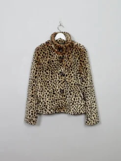 Women's Vintage Leopard Print Faux Fur Jacket S/M