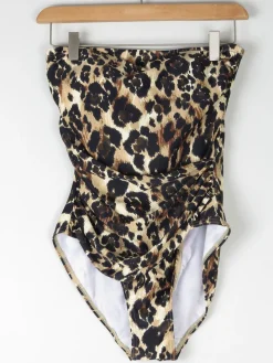 Women’s Vintage Leopard Print Strapless Swimsuit 8/10 Approx