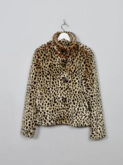 Women's Vintage Leopard Print Faux Fur Jacket S/M