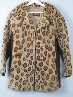Women's Vintage Leopard Print Sheepskin & Suede Jacket S/M
