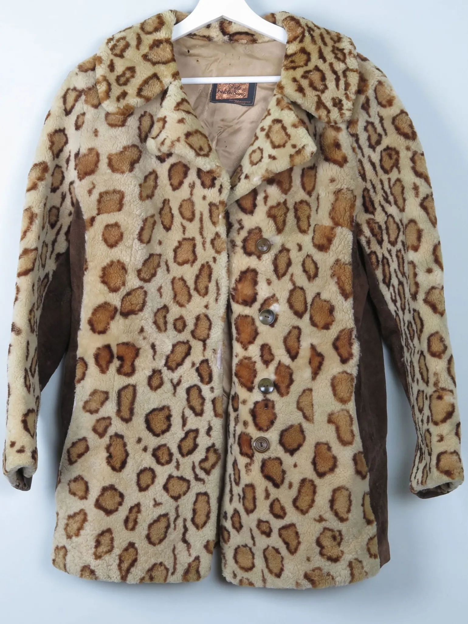 Women's Vintage Leopard Print Sheepskin & Suede Jacket S/M