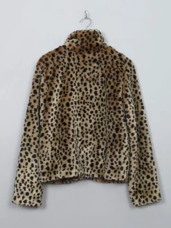Women's Vintage Leopard Print Faux Fur Jacket S/M