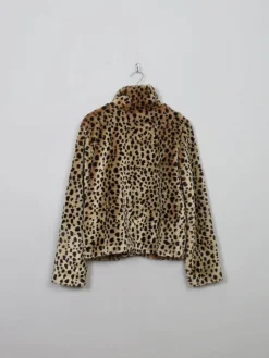 Women's Vintage Leopard Print Faux Fur Jacket S/M