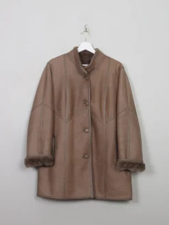 Women's Vintage Lined Leather Short Coat M