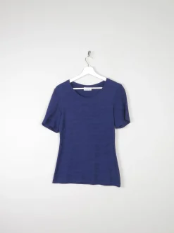 Women's Vintage Navy Bianca 1990s Top With  Print S