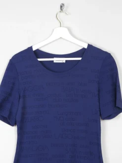 Women's Vintage Navy Bianca 1990s Top With  Print S