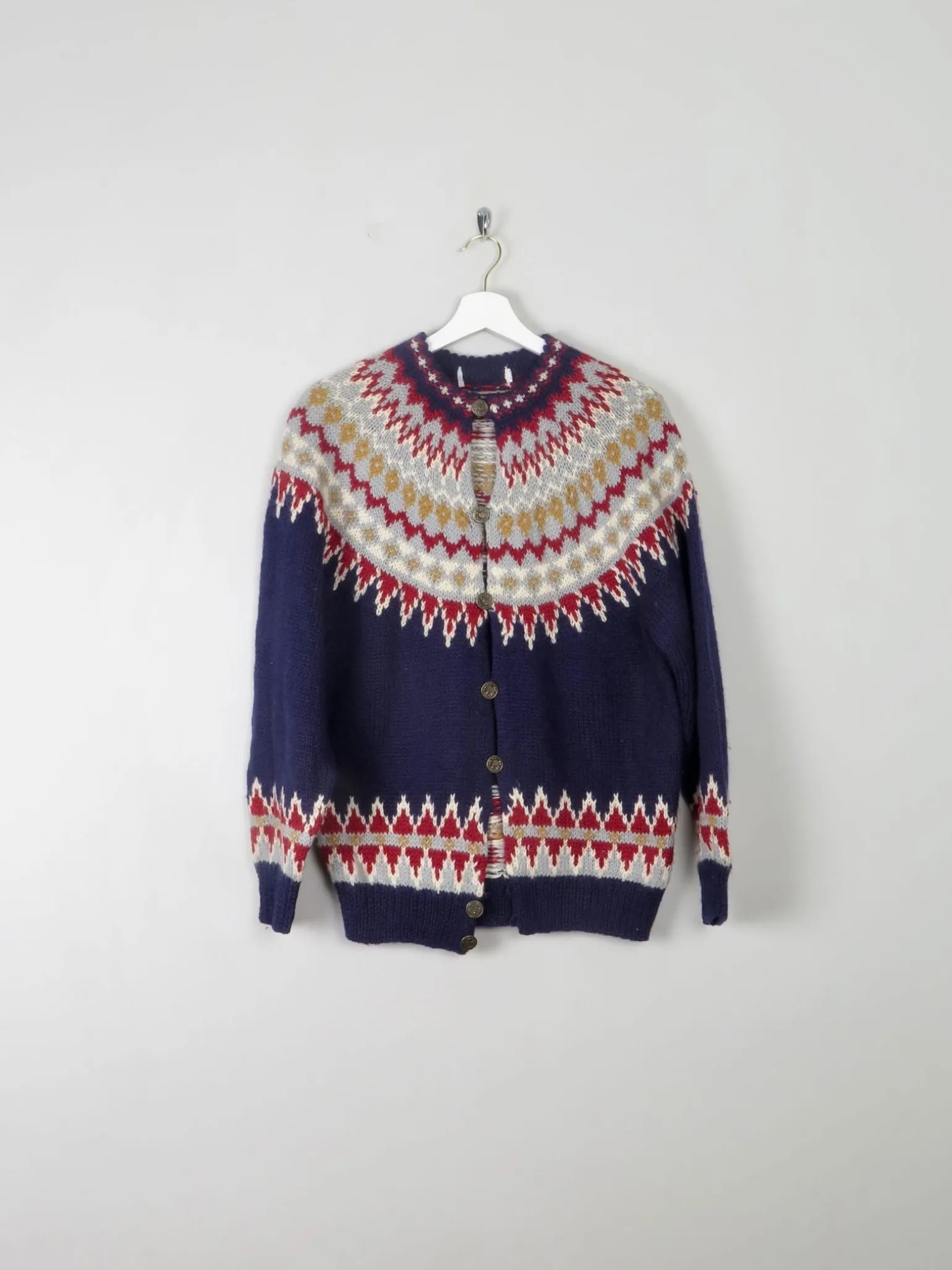 Women's Vintage Navy Fair Isle Cardigan S/M