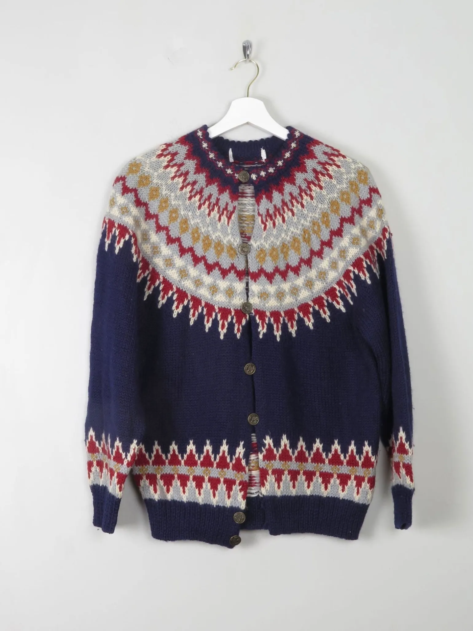Women's Vintage Navy Fair Isle Cardigan S/M