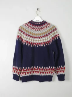 Women's Vintage Navy Fair Isle Cardigan S/M
