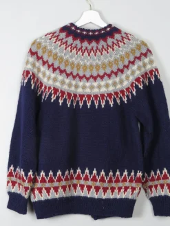Women's Vintage Navy Fair Isle Cardigan S/M