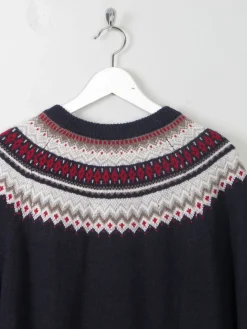 Women's Vintage Navy Fair-Isle Jumper S
