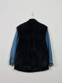 Women's Vintage Navy Fur & Denim Jacket M/L