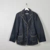 Women's Vintage Navy Leather Jacket L/XL