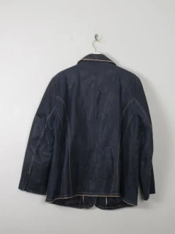 Women's Vintage Navy Leather Jacket L/XL