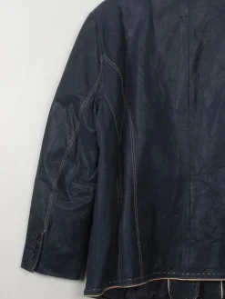Women's Vintage Navy Leather Jacket L/XL