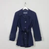Women's Vintage Navy Short Trench Coat L