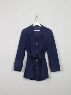 Women's Vintage Navy Short Trench Coat L