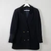 Women's Vintage Navy Short Coat With Velvet Trims S/M