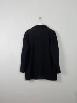 Women's Vintage Navy Short Coat With Velvet Trims S/M