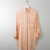 Women's Vintage Peach Silk Long Blouse S