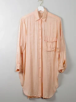 Women's Vintage Peach Silk Long Blouse S