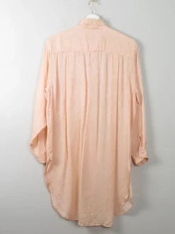 Women's Vintage Peach Silk Long Blouse S