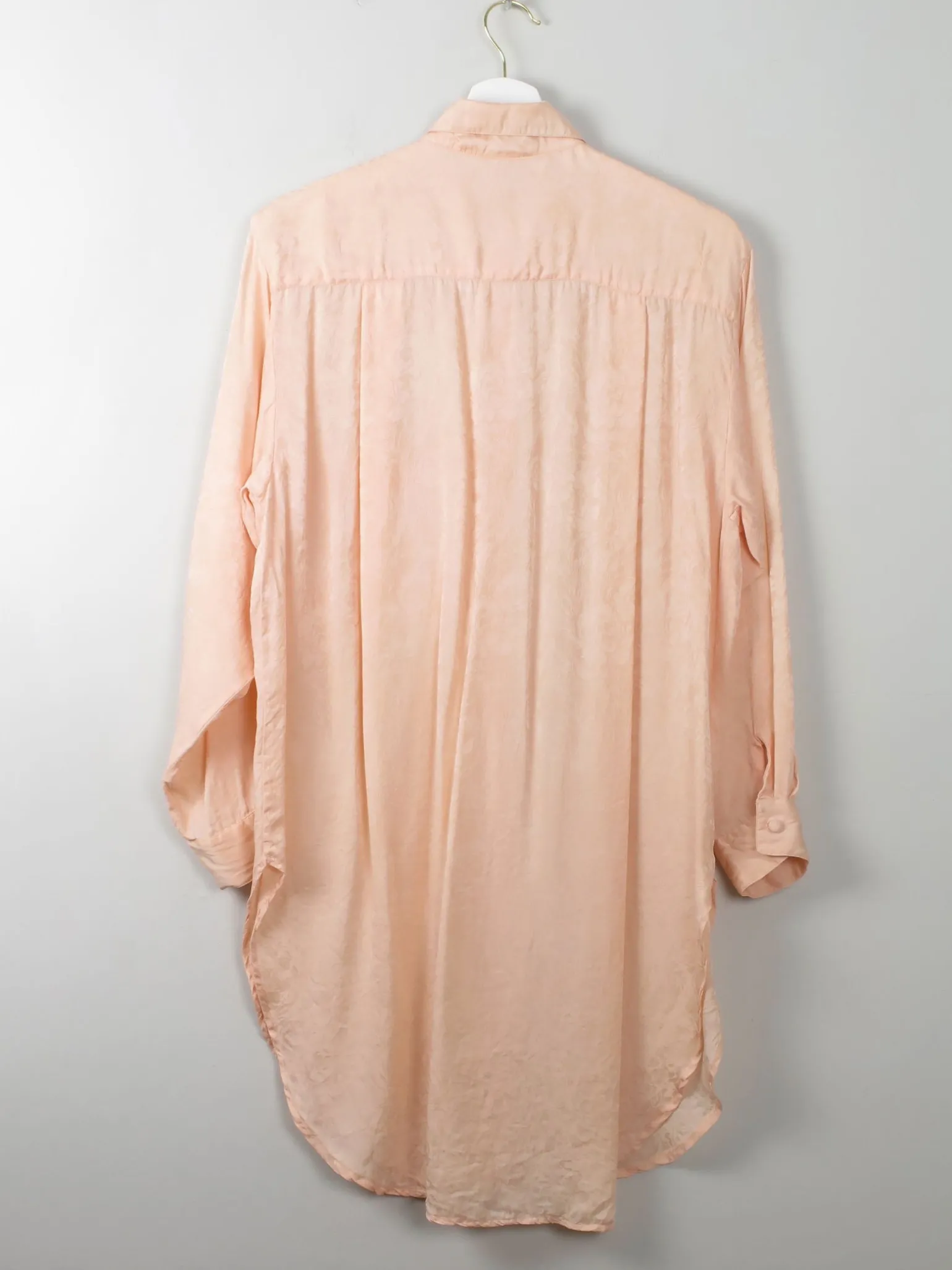 Women's Vintage Peach Silk Long Blouse S