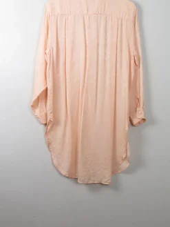Women's Vintage Peach Silk Long Blouse S