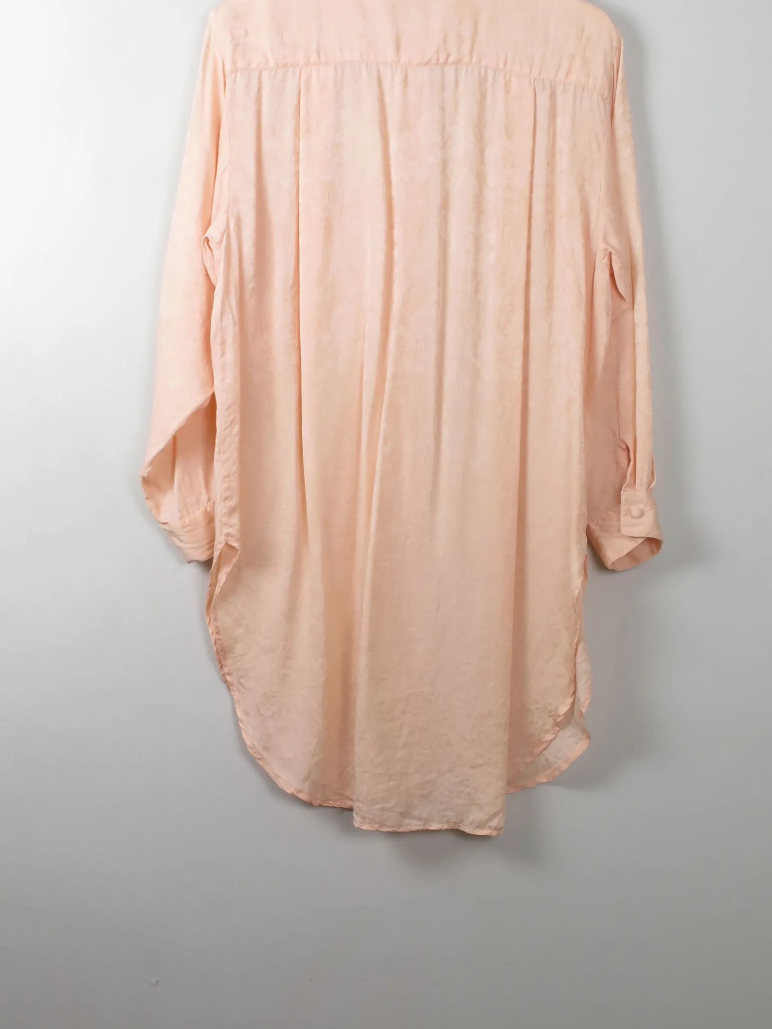 Women's Vintage Peach Silk Long Blouse S