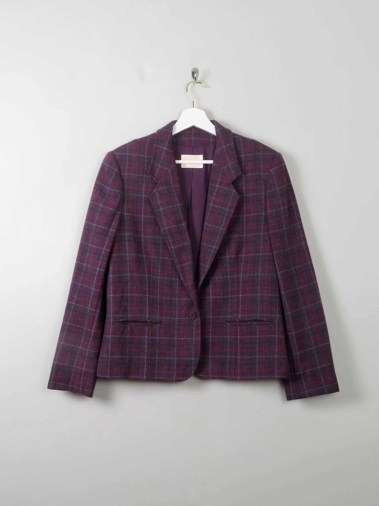 Women's Vintage Pendleton Plum Check Wool Jacket M