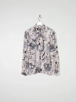 Women’s Vintage Printed Blouse With Print Long Sleeved M