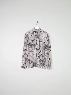 Women’s Vintage Printed Blouse With Print Long Sleeved M