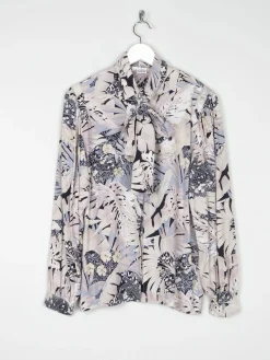 Women’s Vintage Printed Blouse With Print Long Sleeved M